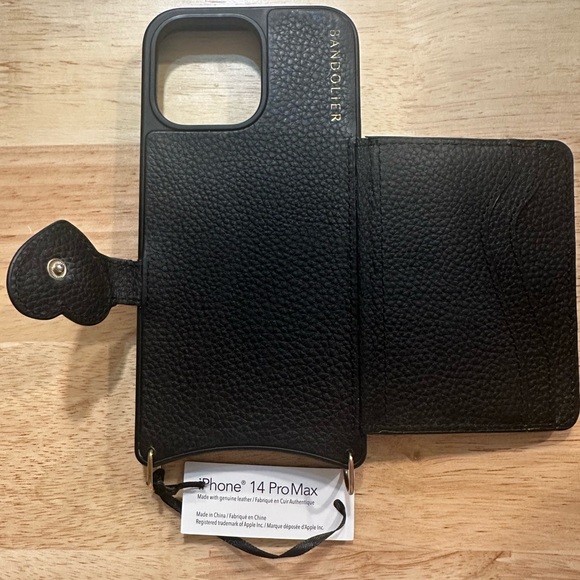 Bandolier 14 Pro Max iPhone Case Gia - Black and Red Heart Leather - Picture 2 of 6